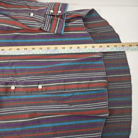 Vintage Wrangler Mens Shirt 80's Large Striped Western 16-34 Made in the USA - Picture 11 of 11
